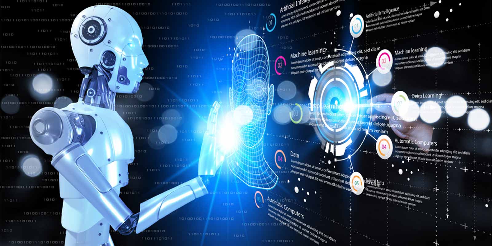 Hands of robot and human touching on big data network connection background, AI, Machine learning, Science and artificial intelligence technology.